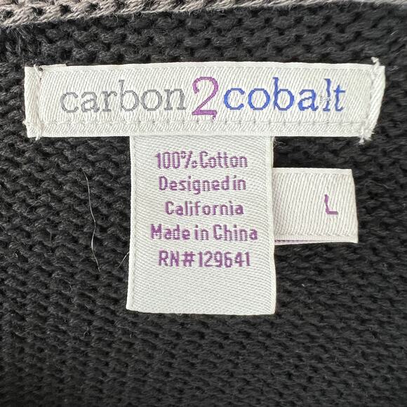 Carbon 2 Cobalt Gray Knit Sweater Cotton Round Neck Long Sleeve Pullover L Large - Picture 6 of 7